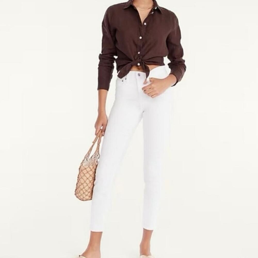 J.Crew White 100% Cotton Skinny Leg Cropped Jeans Women’s Size 10